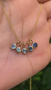 14K Gold Bezel Montana Sapphire Charm 3.5mm