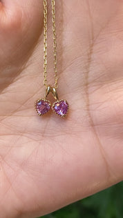 Dahlia Heart Pink Sapphire Charm