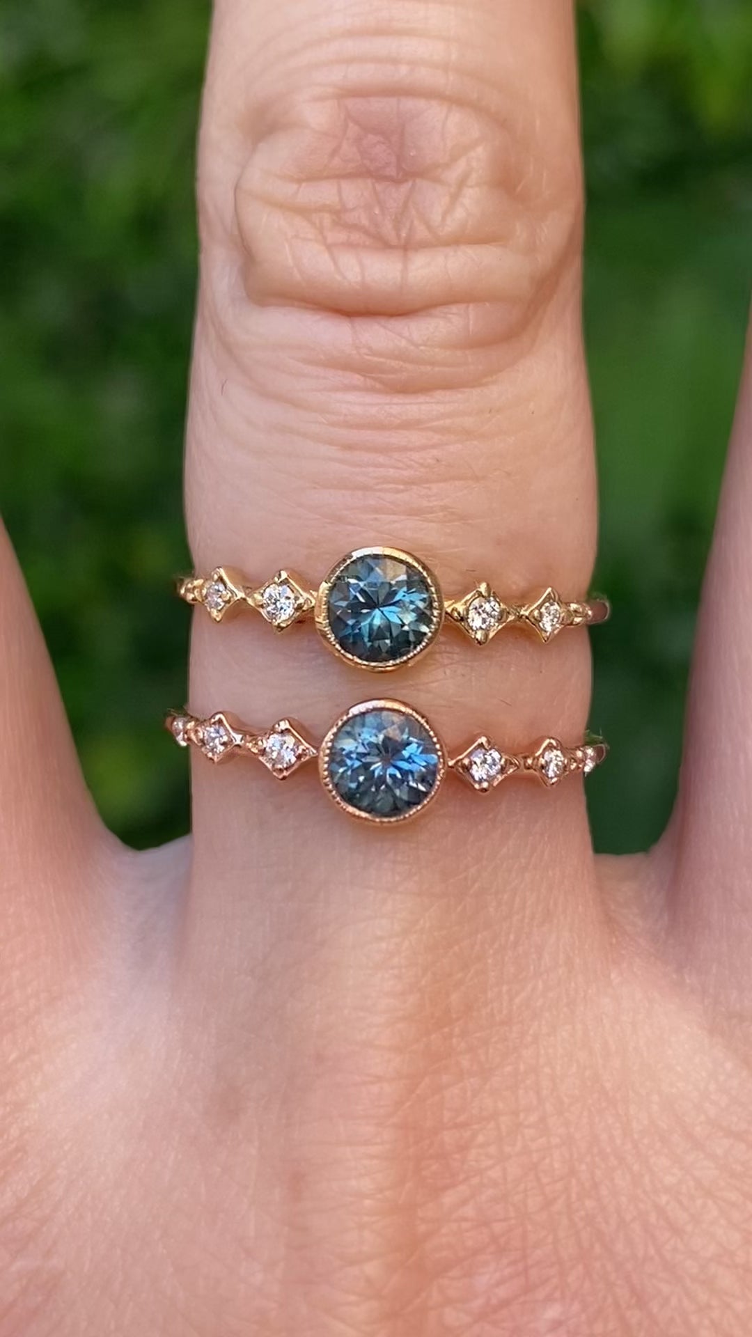 指輪  天然石 Round Montana Sapphire 14k Gold Ring | Celeste Ring – Envero