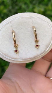 14K Gold Birthstone Star Hoop Earrings