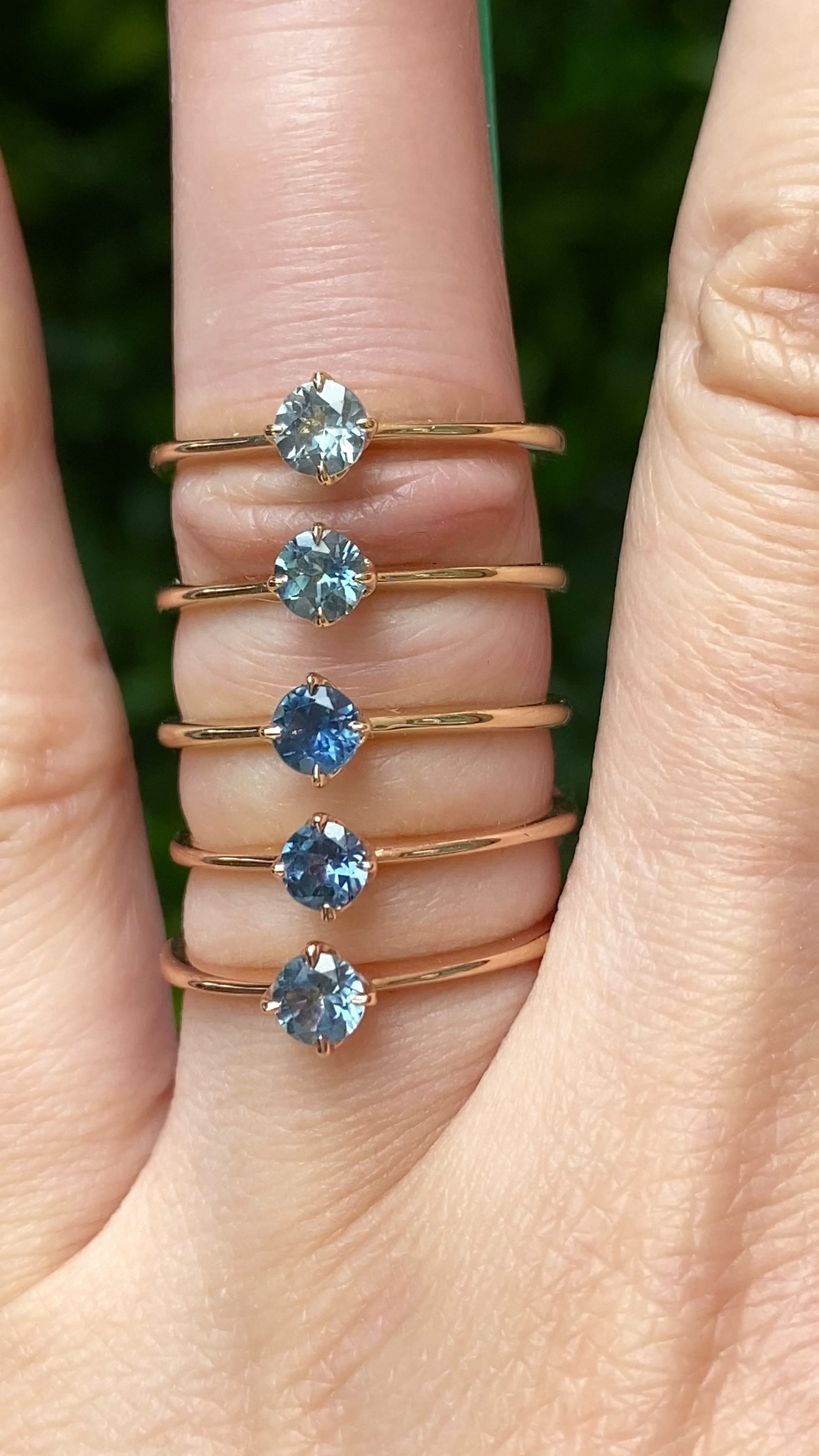 Alice Ring, 0.30ct Blue Green Montana Sapphire