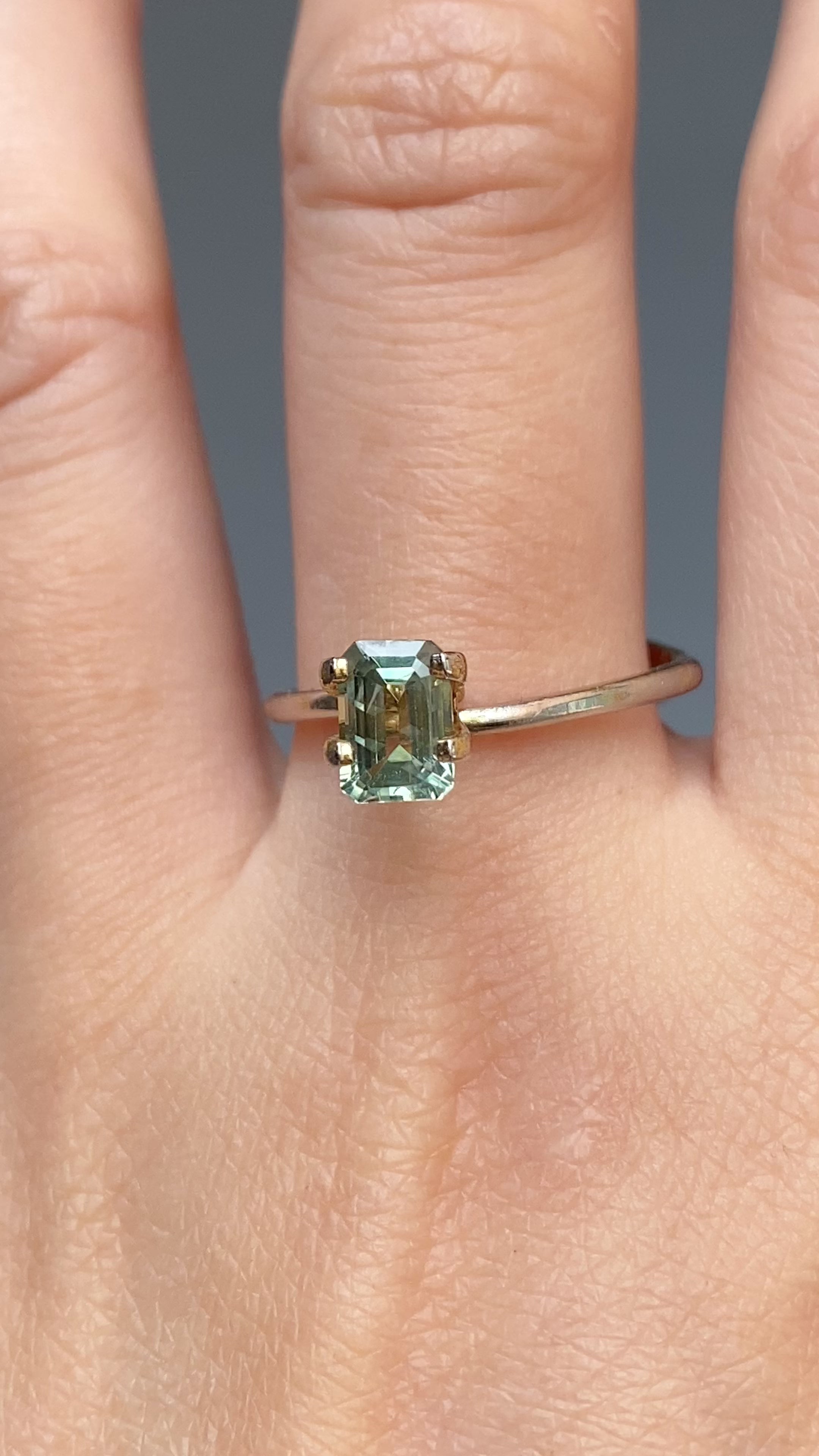 1.31ct Emerald Cut Light Green Montana Sapphire SF310