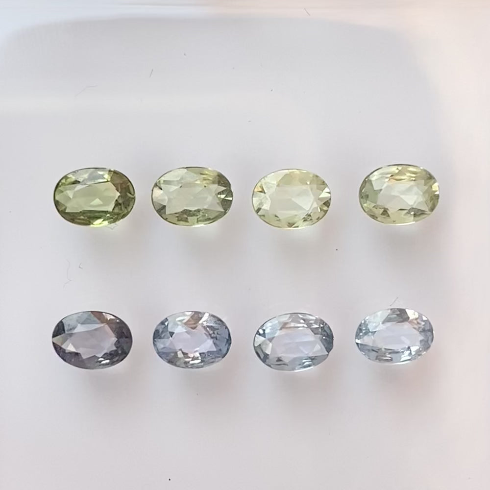 Eight Oval approx. 0.60ct Madagascar Sapphire in blue and green shades