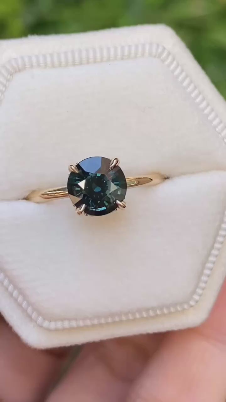Athena Ring, 2.13ct Deep Green Australian Sapphire