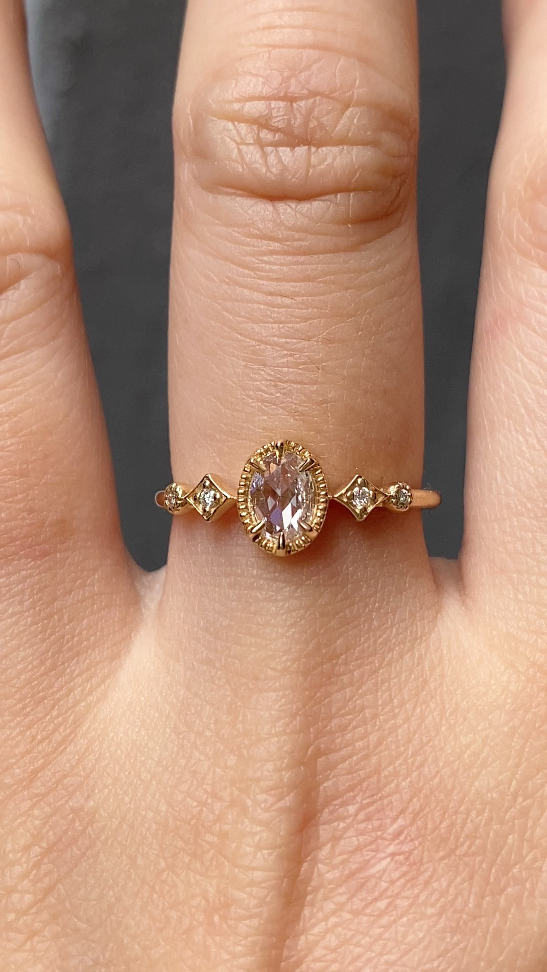 Stella Ring, Oval Rose Cut Diamond