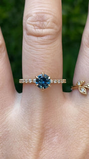Maria Luxe Ring, 0.92ct Teal Blue Queensland Sapphire