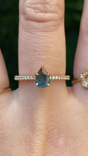 【一点物】マリアリング ・0.8ct・モンタナ産グリーンサファイア・K14YG