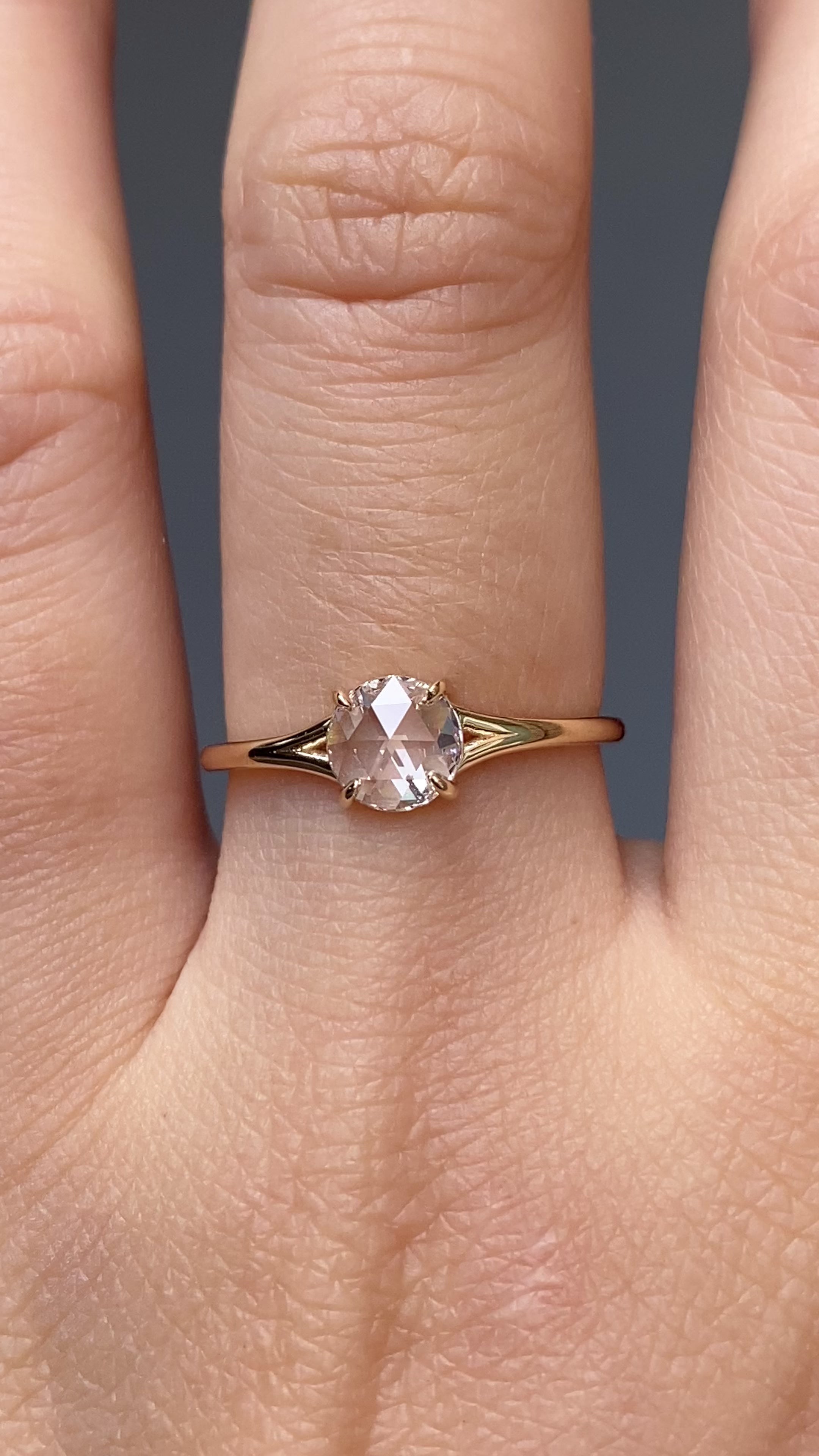 Kylie Ring, 0.50ct Round Rose Cut Diamond, 14k Yellow Gold (One of a kind)