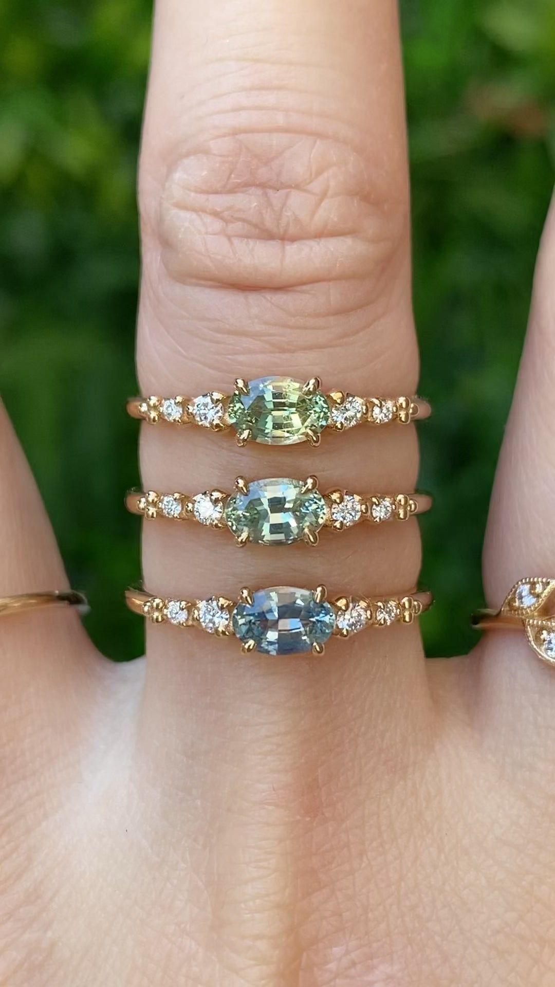 Estel Fleur Low Profile Ring, Blue Green Montana Sapphire