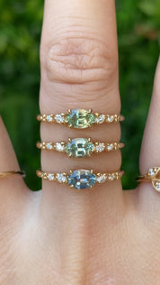 Estel Fleur Low Profile Ring, Blue Green Montana Sapphire