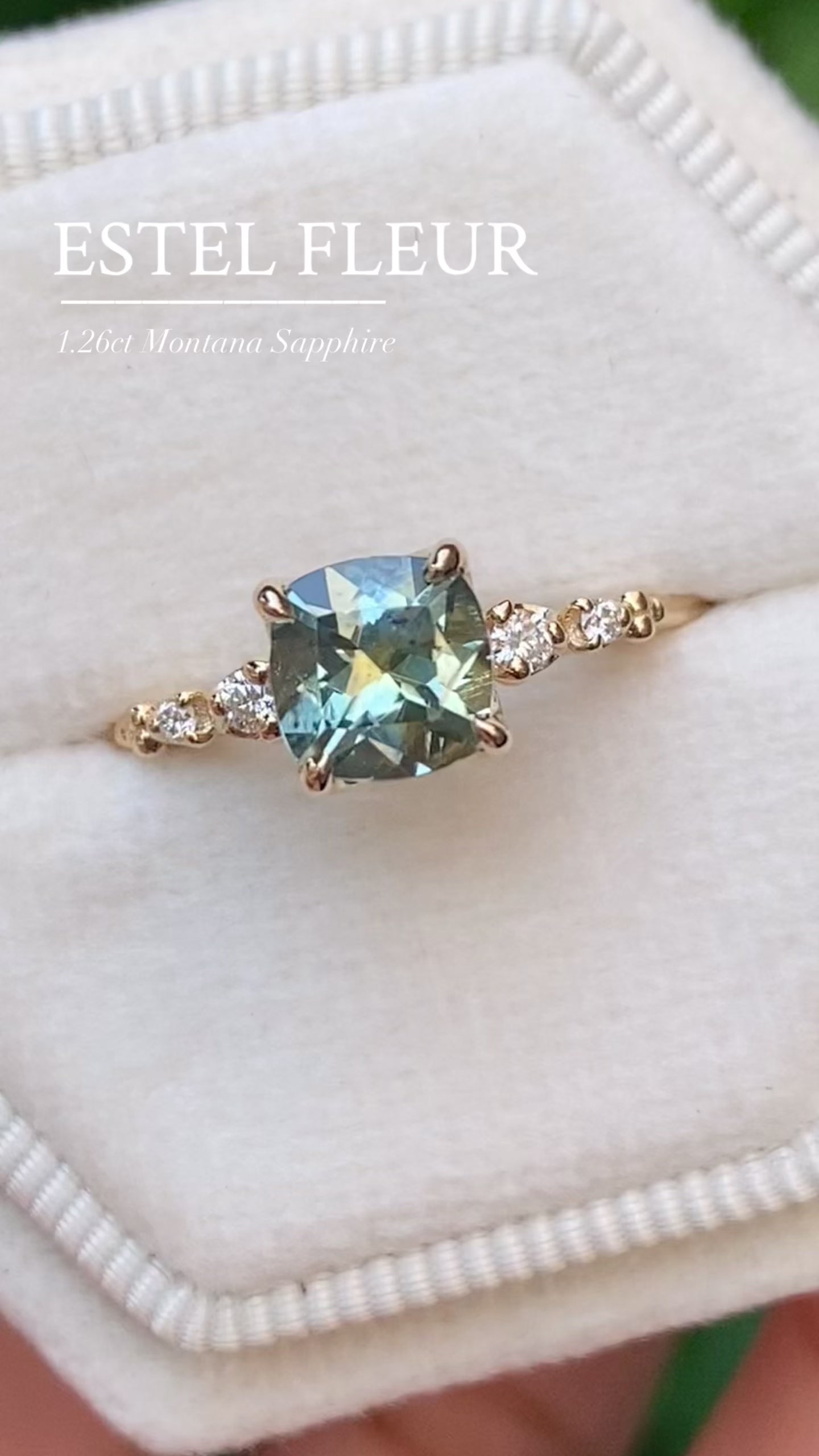 Estel Fleur Ring, 1.26ct Green Montana Sapphire