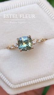 Estel Fleur Ring, 1.26ct Green Montana Sapphire