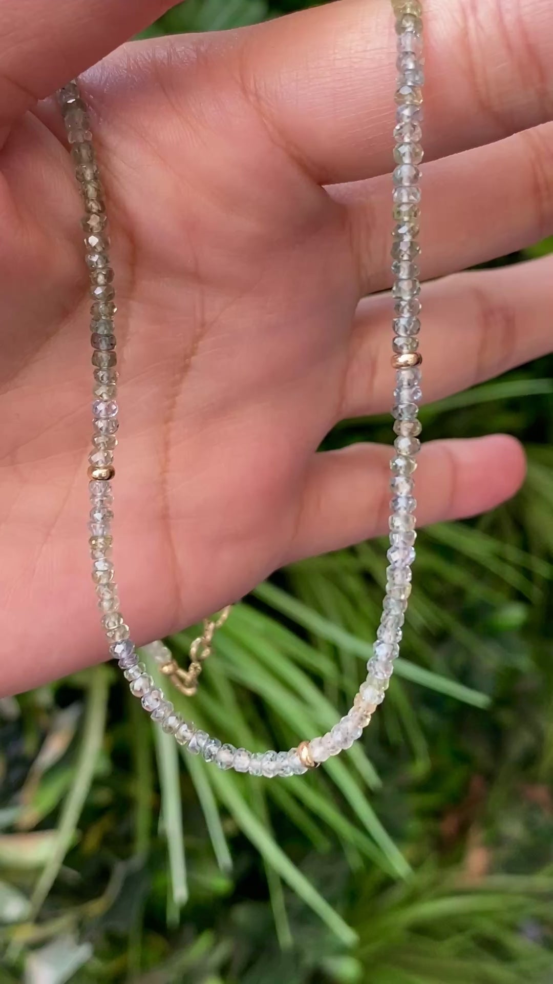 14K Gold Montana Sapphire Beaded Necklace