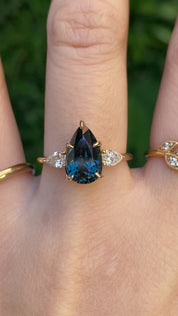 Claire Ring, 3.07ct Teal Blue Unheated Sapphire