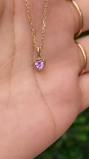 Dahlia Heart Pink Sapphire Charm 3.5mm
