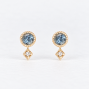 14K Gold Montana Sapphire Moon & Star Stud Earrings