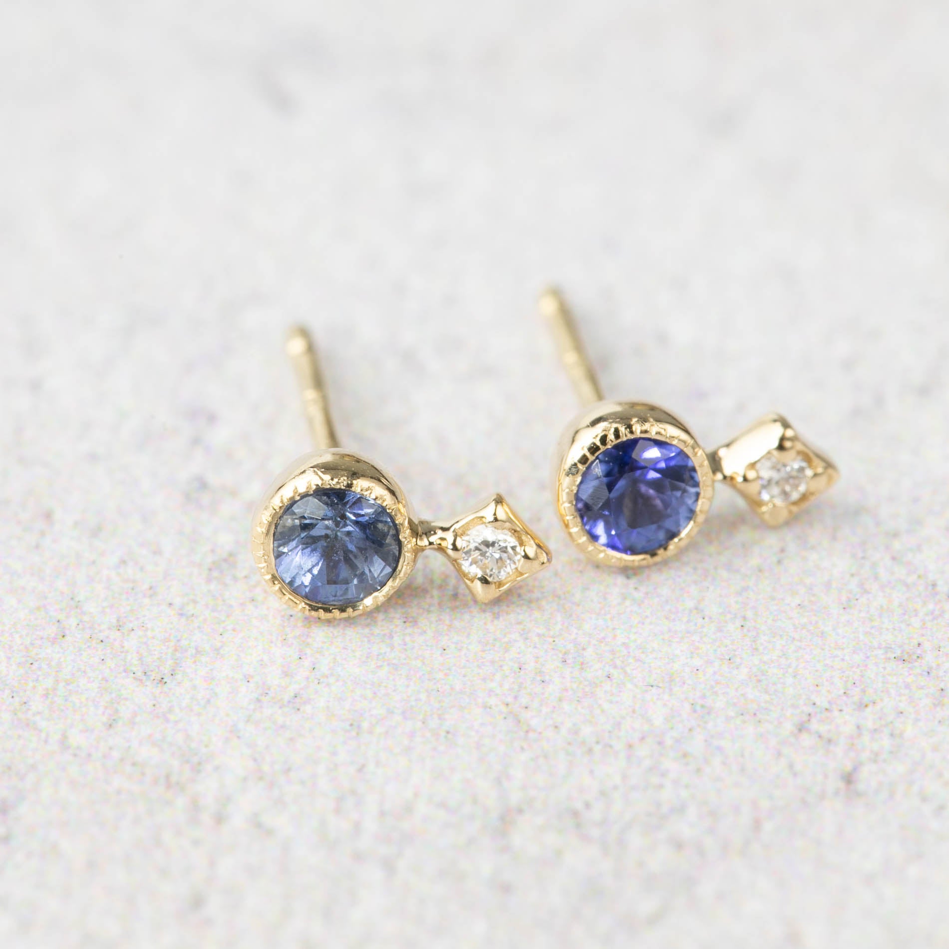 Birthstone Moon & Star Stud Earrings