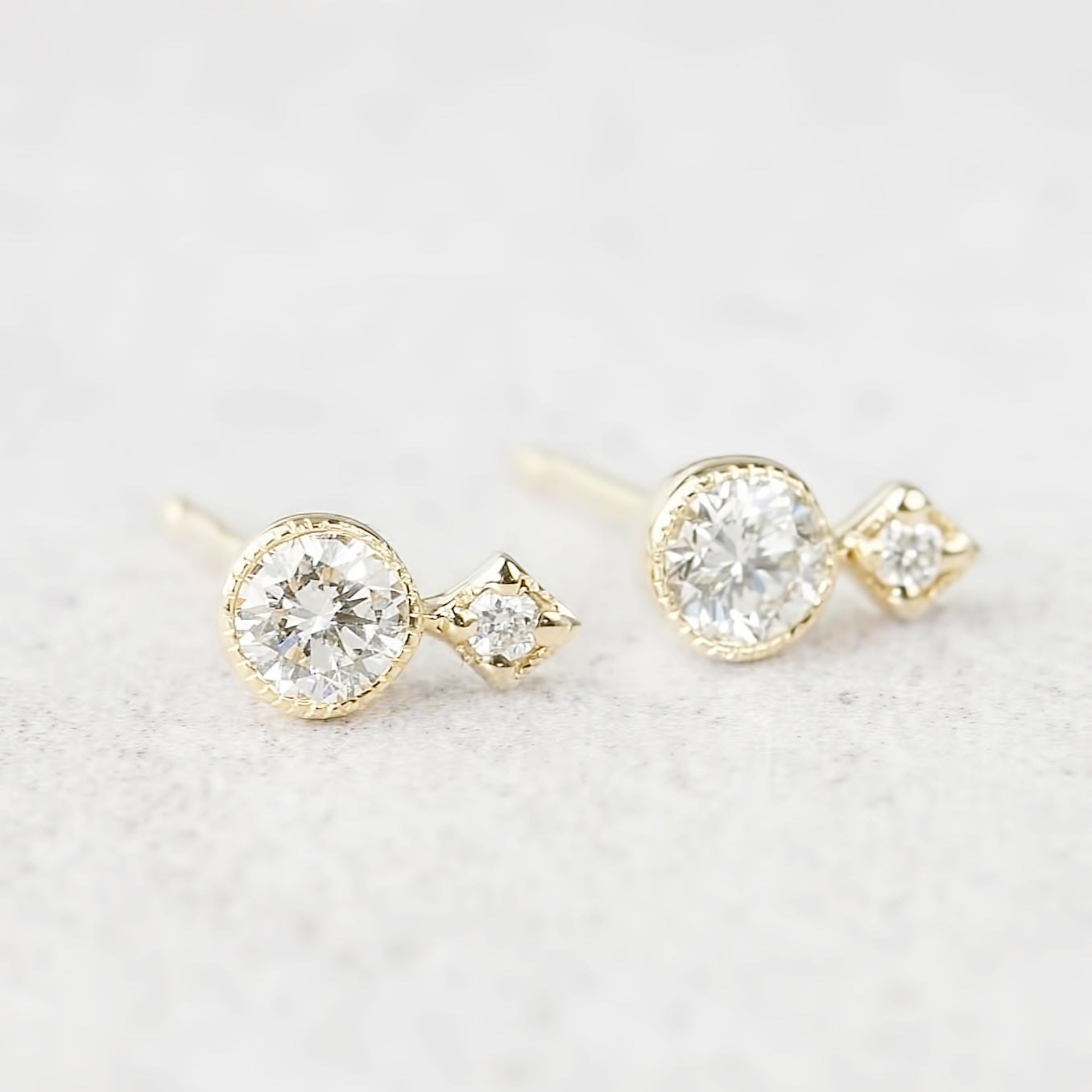 Birthstone Moon & Star Stud Earrings