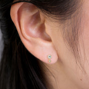 Birthstone Moon & Star Stud Earrings