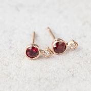 Birthstone Moon & Star Stud Earrings