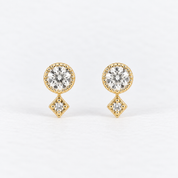 14K Gold Diamond Moon & Star Stud Earrings