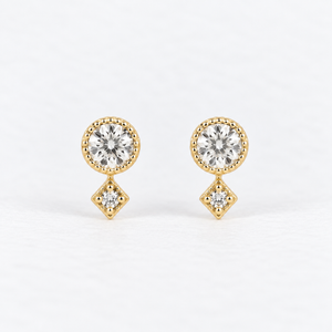 14K Gold Diamond Moon & Star Stud Earrings