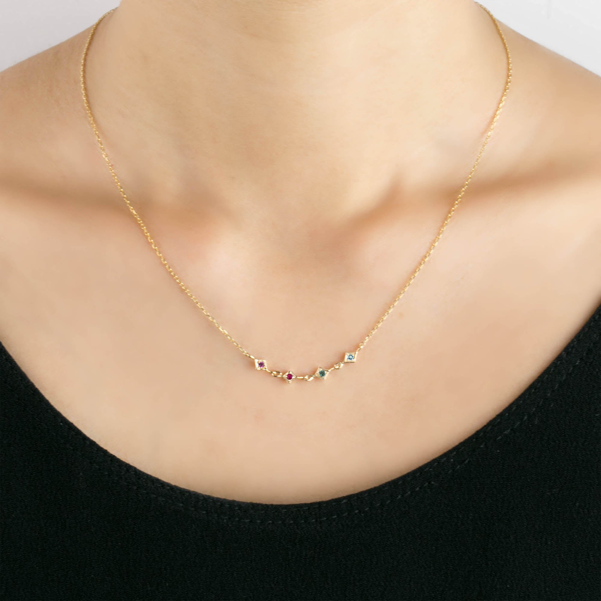 Birthstone Multi Star Diamond Necklace