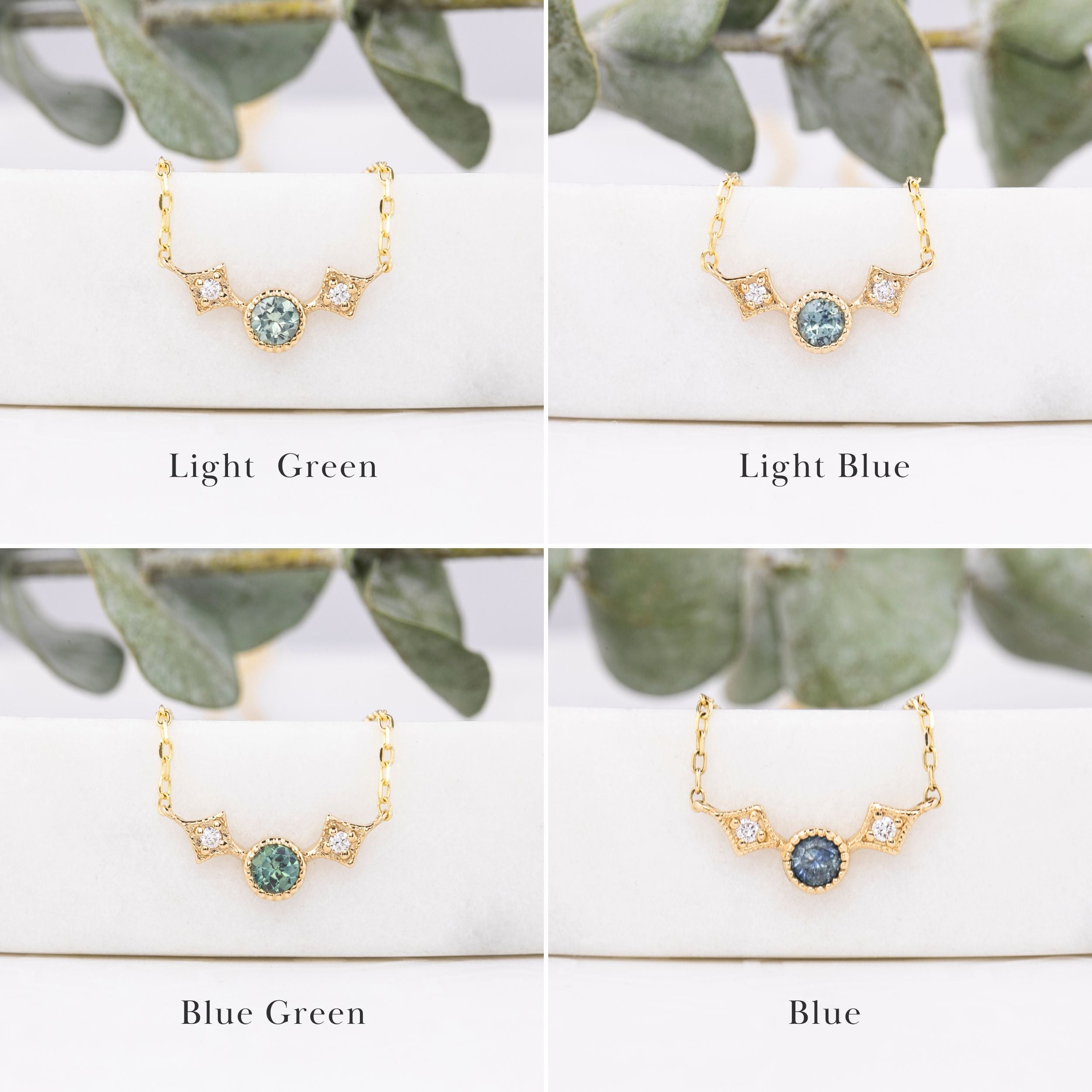Moon & Star Necklace - Montana Sapphire