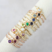 Birthstone Moon & Star Ring