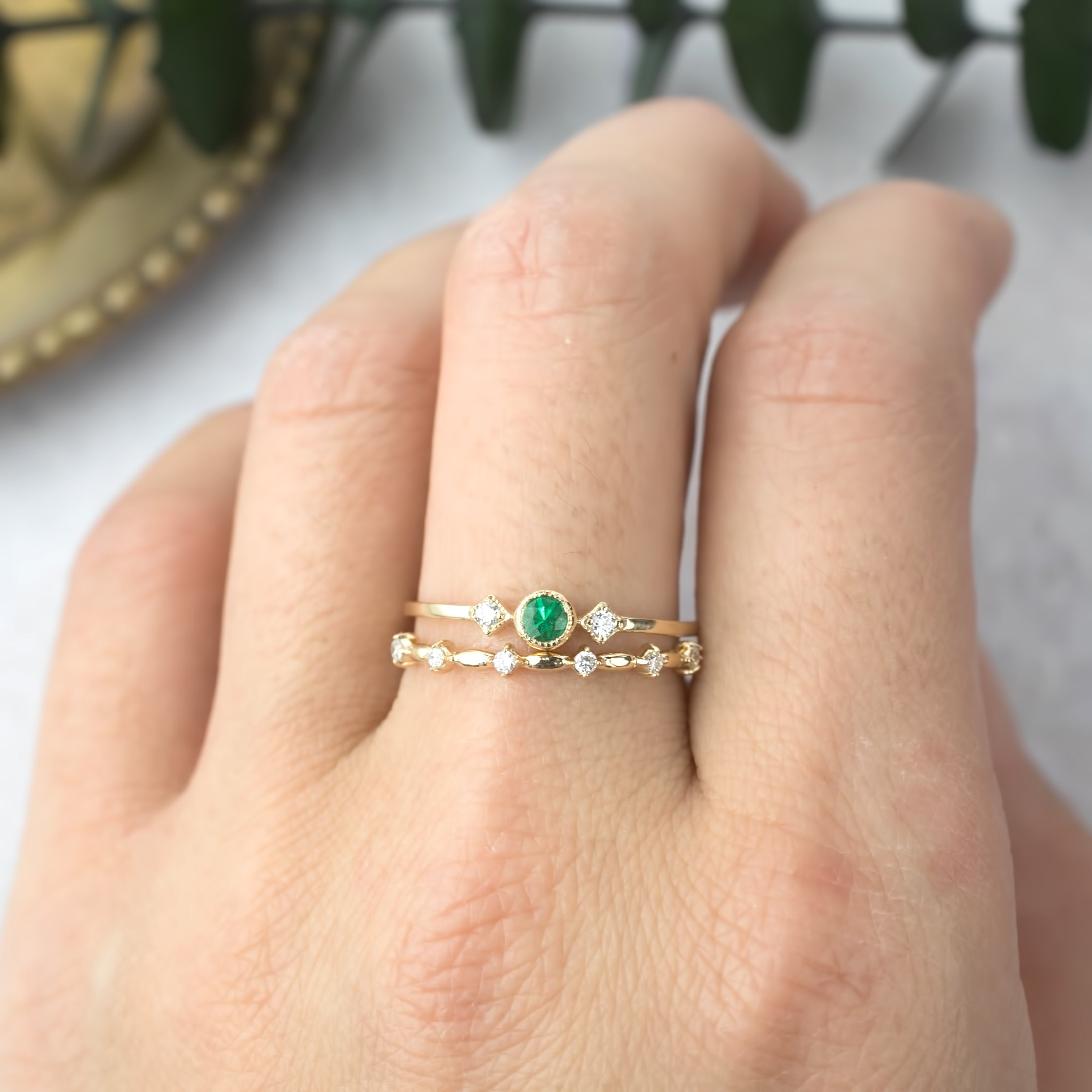 Birthstone Moon & Star Ring