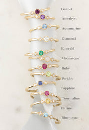 Birthstone Moon & Star Ring