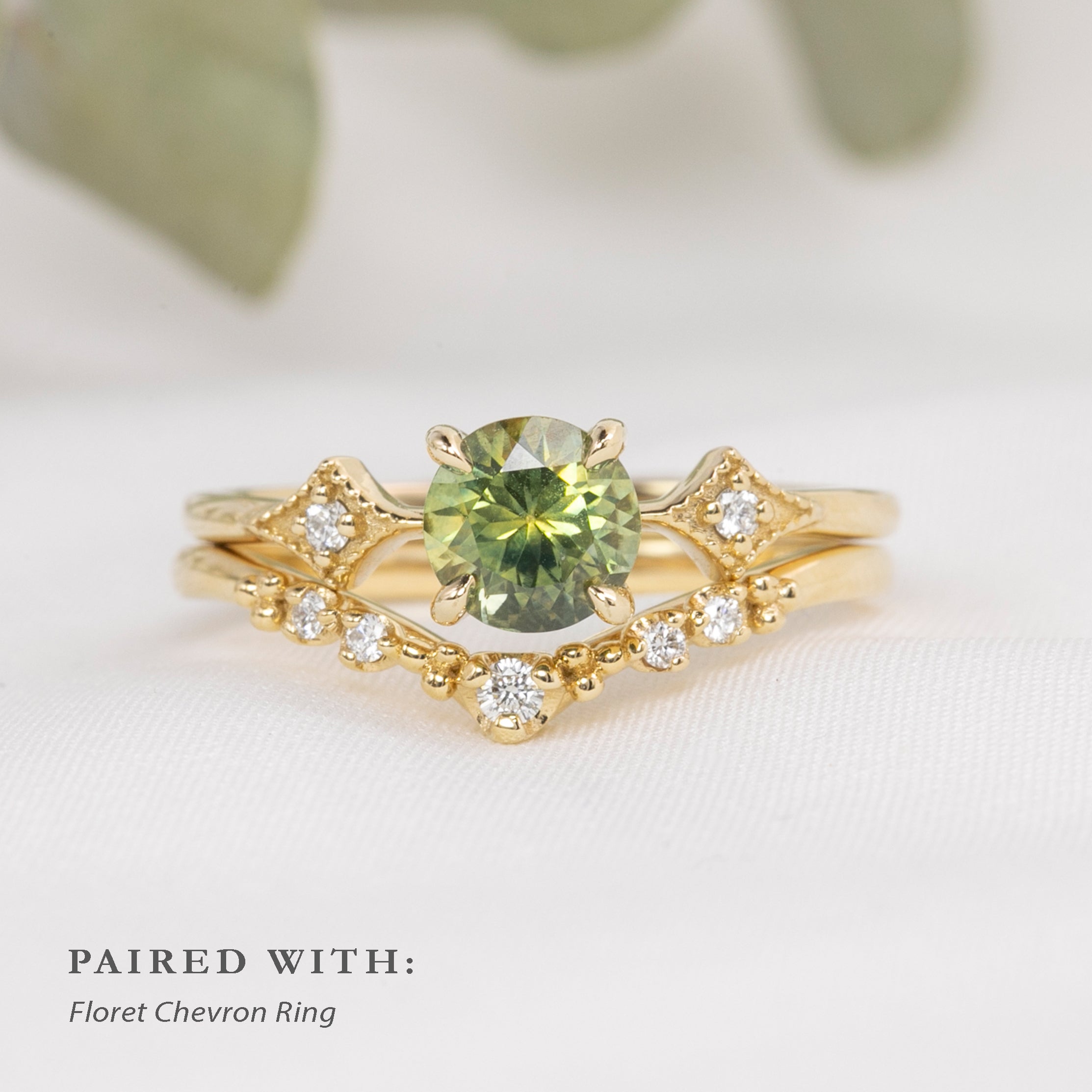 Charlene Ring 1.11ct Parti Green Yellow Montana Sapphire, 14k Yellow Gold (One of a kind)