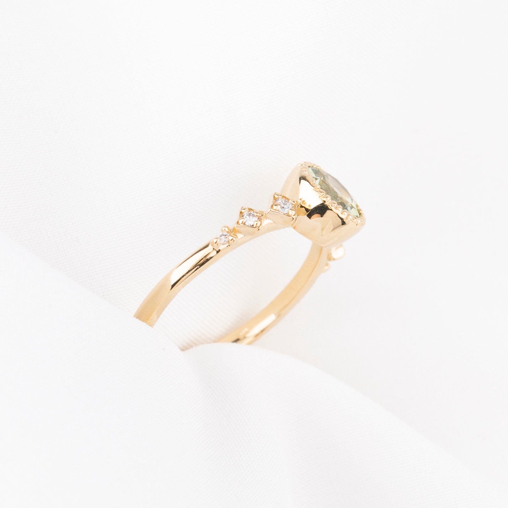 Celeste Ring, 1.13ct Green Yellow Montana Sapphire