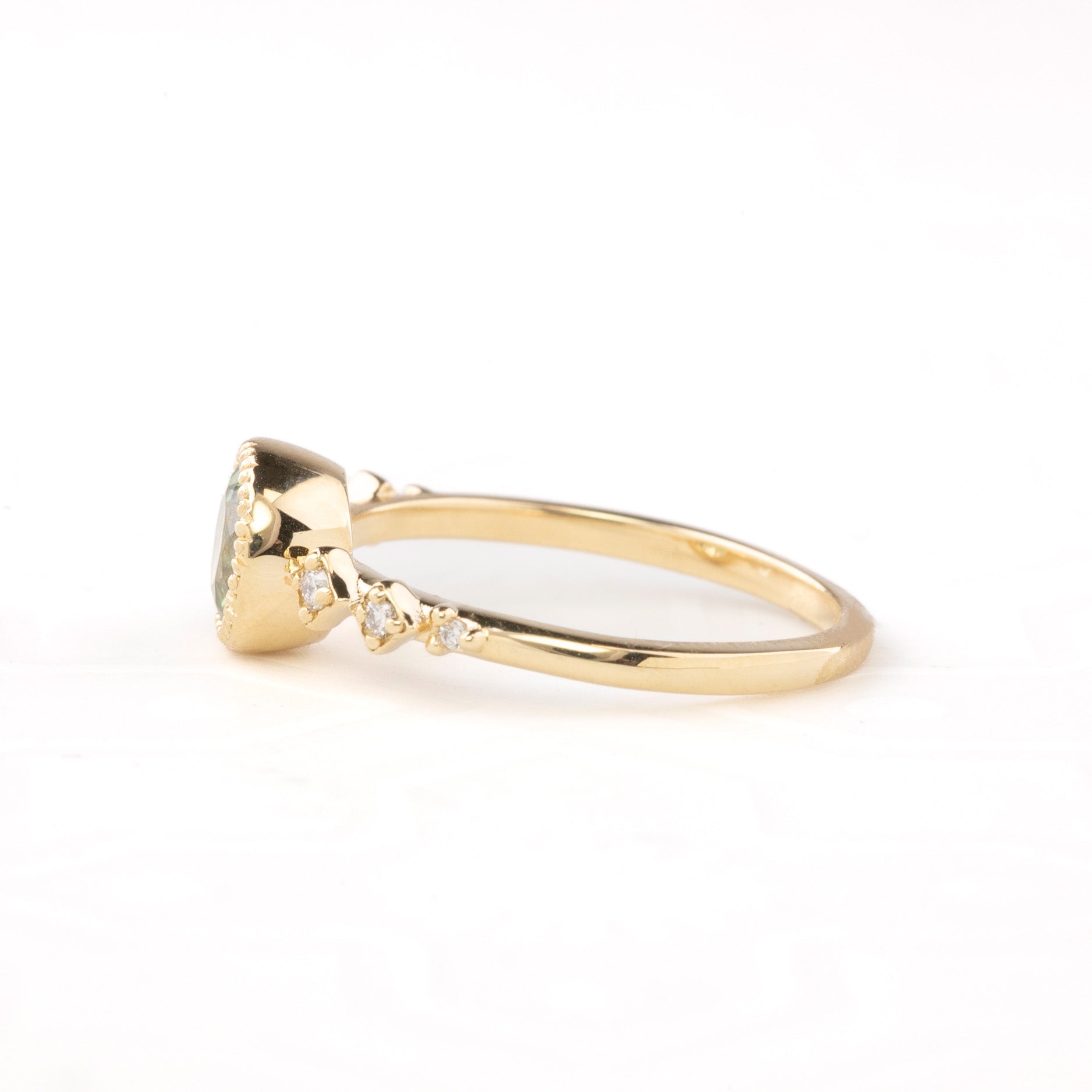 Celeste Ring, 1.13ct Green Yellow Montana Sapphire