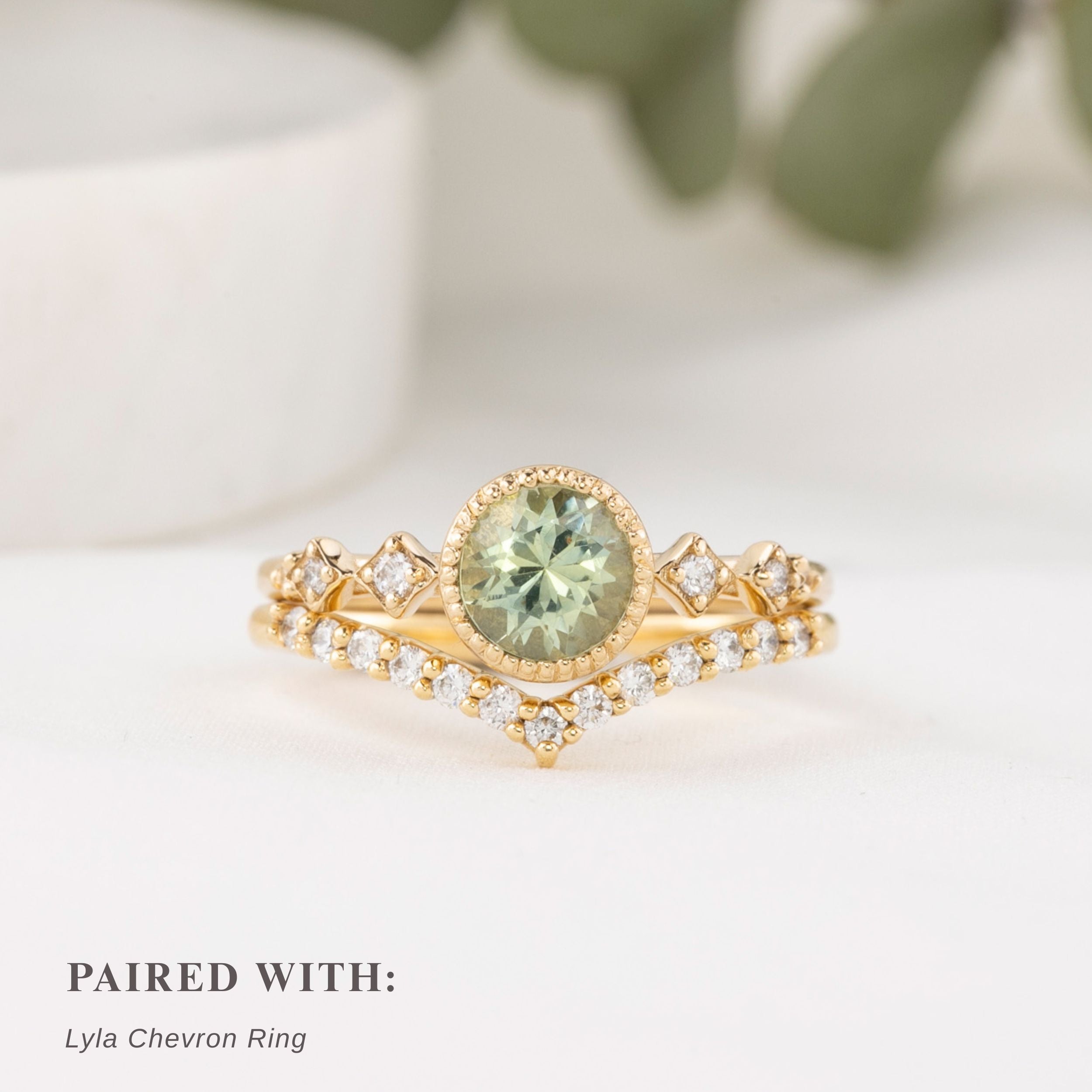 Celeste Ring, 1.13ct Green Yellow Montana Sapphire