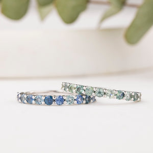 Lydia Montana Sapphire Band 2.5mm-0.80ctw, 14k White gold