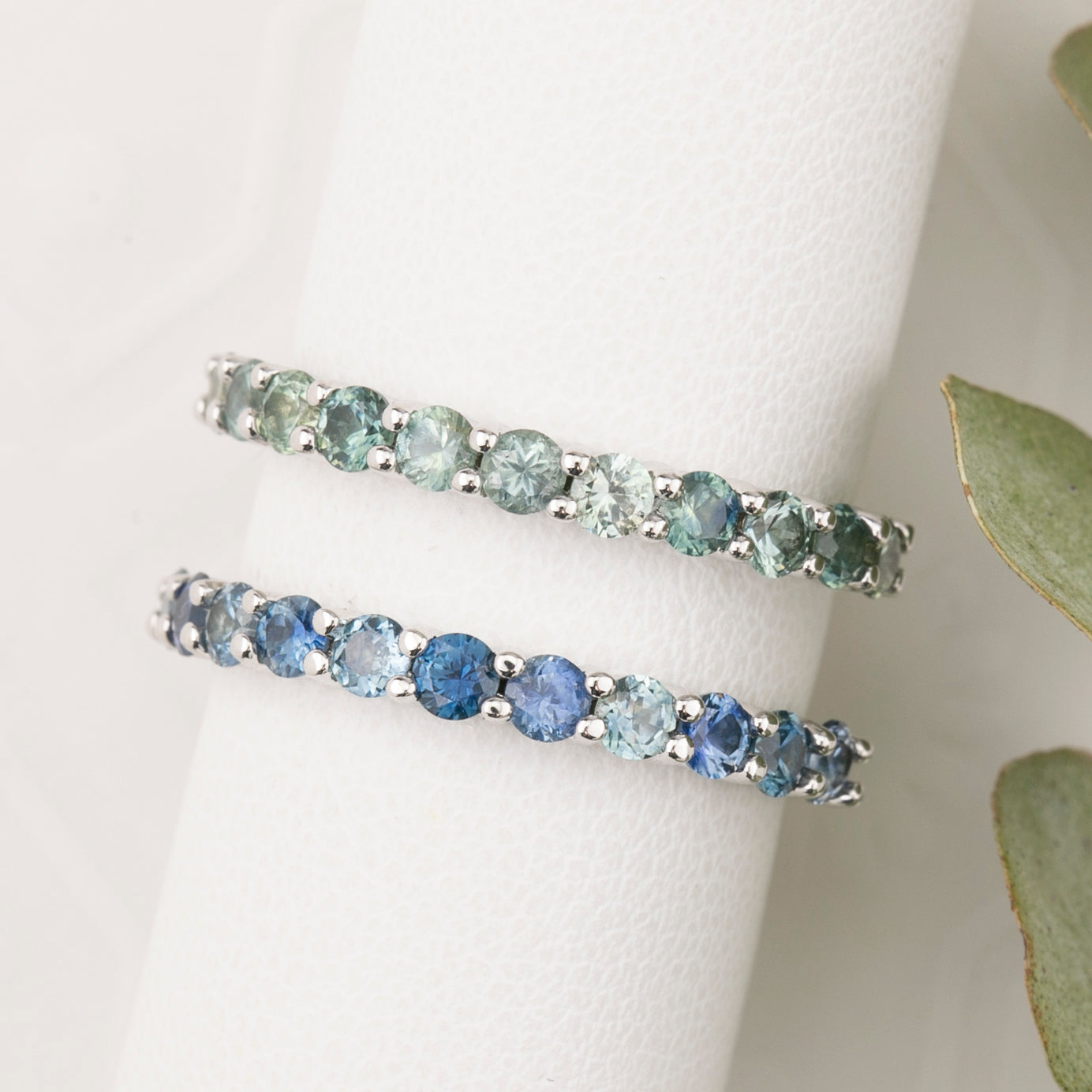 Lydia Montana Sapphire Band 2.5mm-0.80ctw, 14k White gold