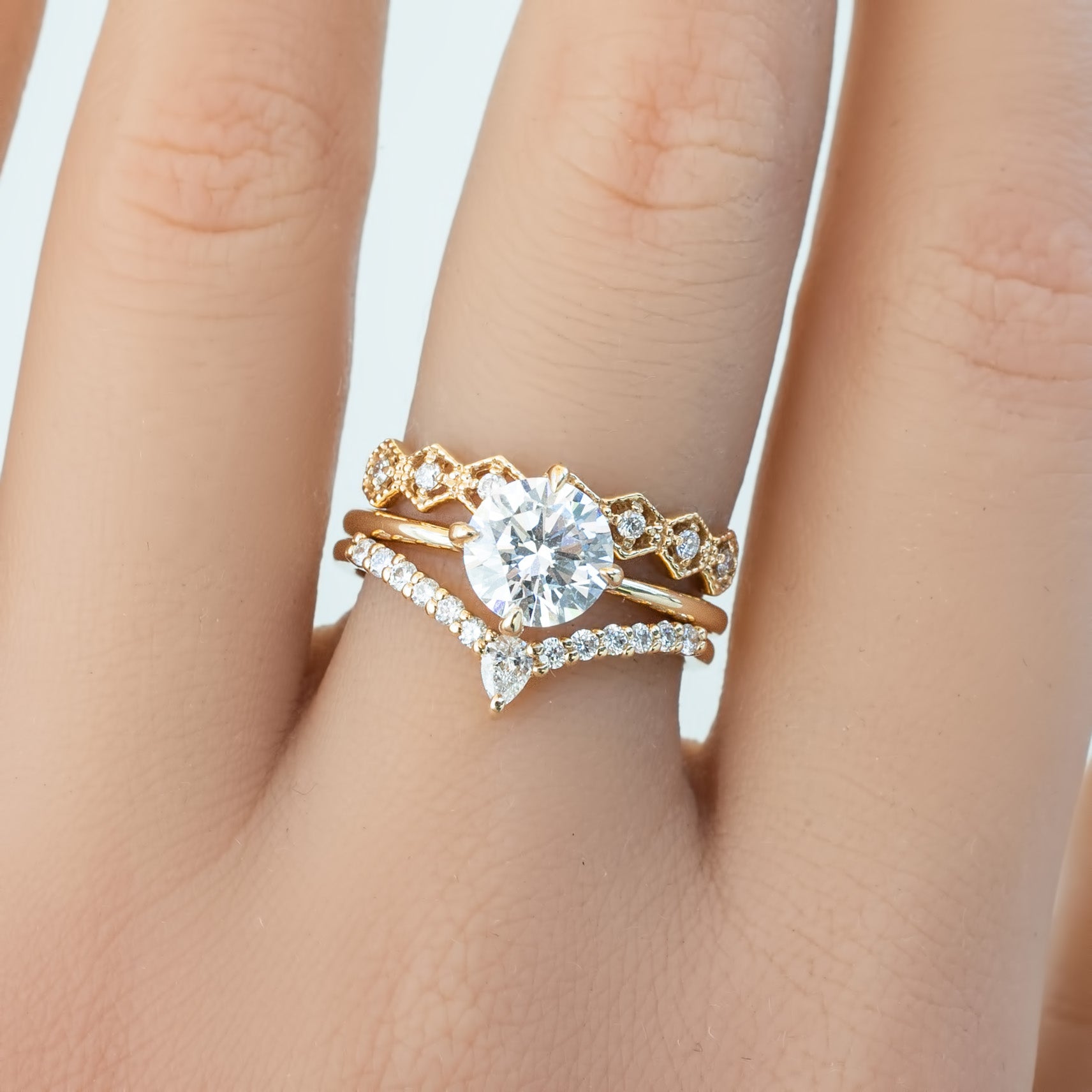 Alice Ring, IGI Certified 1.34ct Round Lab Diamond, 14k Yellow Gold (One of a kind)