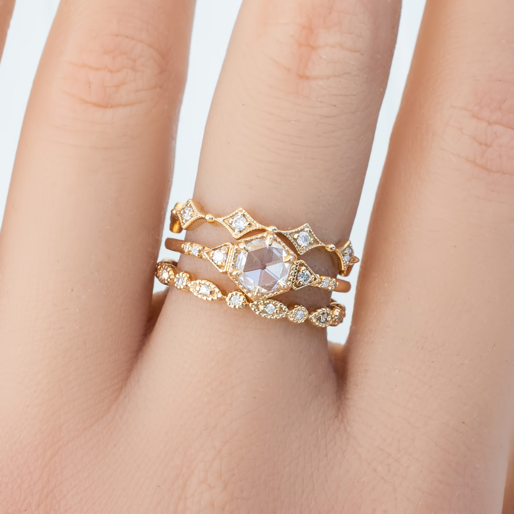 Agatha Ring, Round Rose Cut Diamond