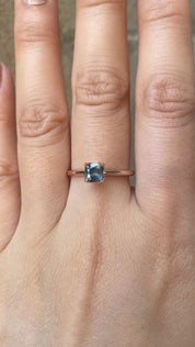 Sara Ring 5mm 0.60ct Teal Blue Montana Sapphire, 14k rose gold