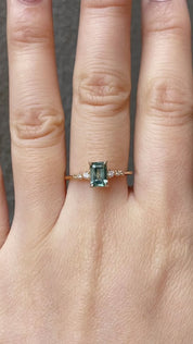 Estel Fleur Four Prongs Ring 0.99ct Green Montana Sapphire, 14K Yellow Gold (One of a kind)
