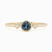 Moon & Star Ring 4.5mm 0.45ct Blue Queensland Sapphire 14K Yellow Gold