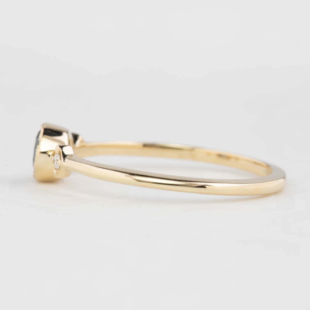 Moon & Star Ring 4.5mm 0.45ct Blue Queensland Sapphire 14K Yellow Gold