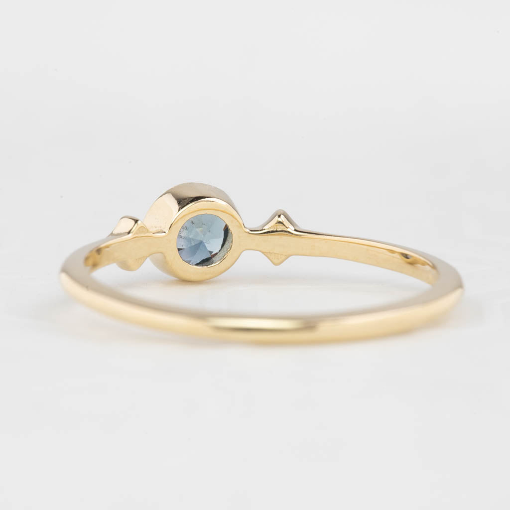 Moon & Star Ring 4.5mm 0.45ct Blue Queensland Sapphire 14K Yellow Gold