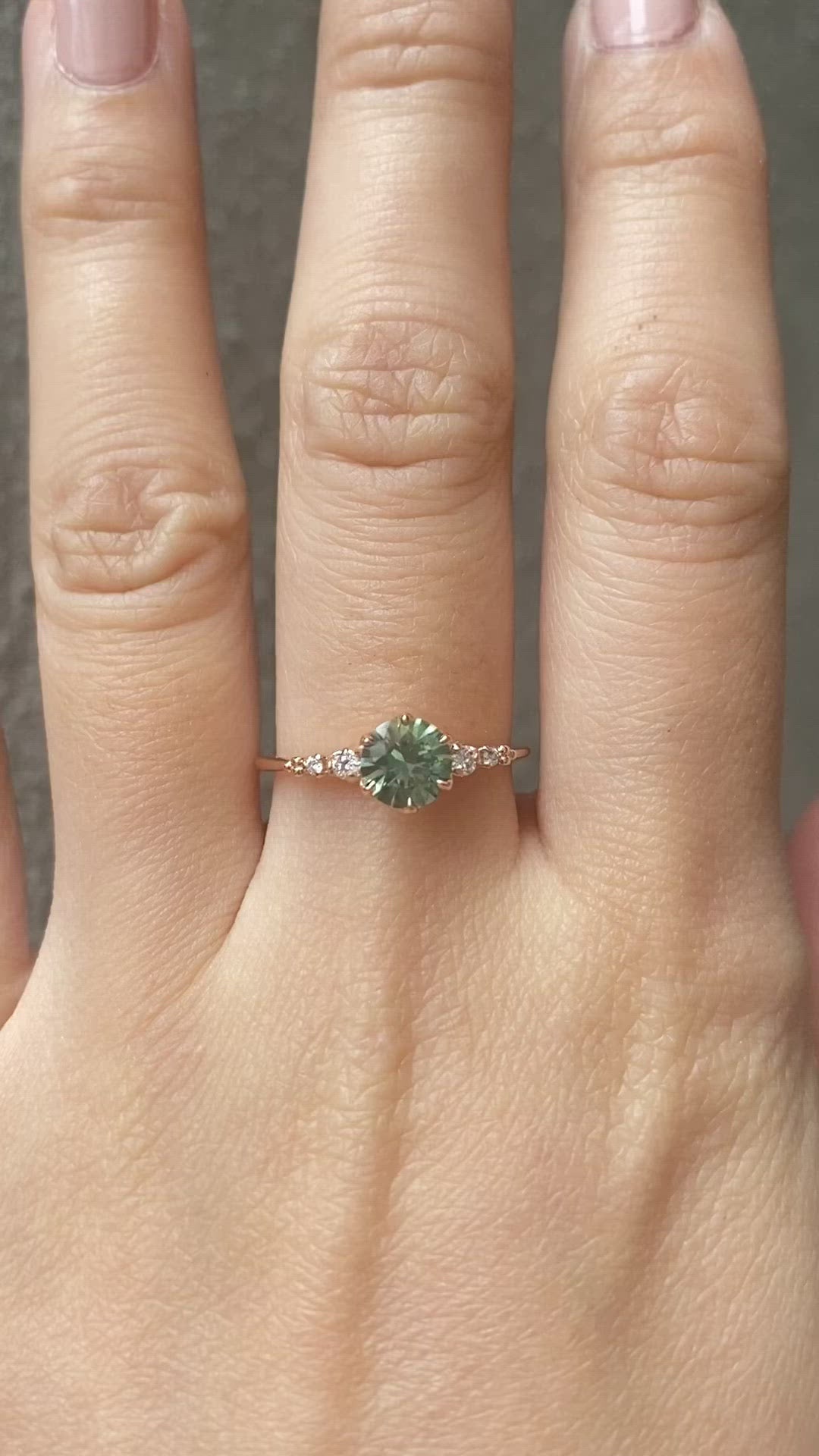 Estel Fleur Six Prongs Ring - 0.88ct Light Green Montana Sapphire Ring, 14k Rose Gold (One of a kind)