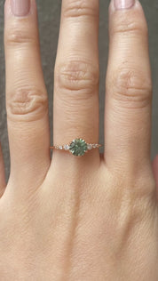 Estel Fleur Six Prongs Ring - 0.88ct Light Green Montana Sapphire Ring, 14k Rose Gold (One of a kind)