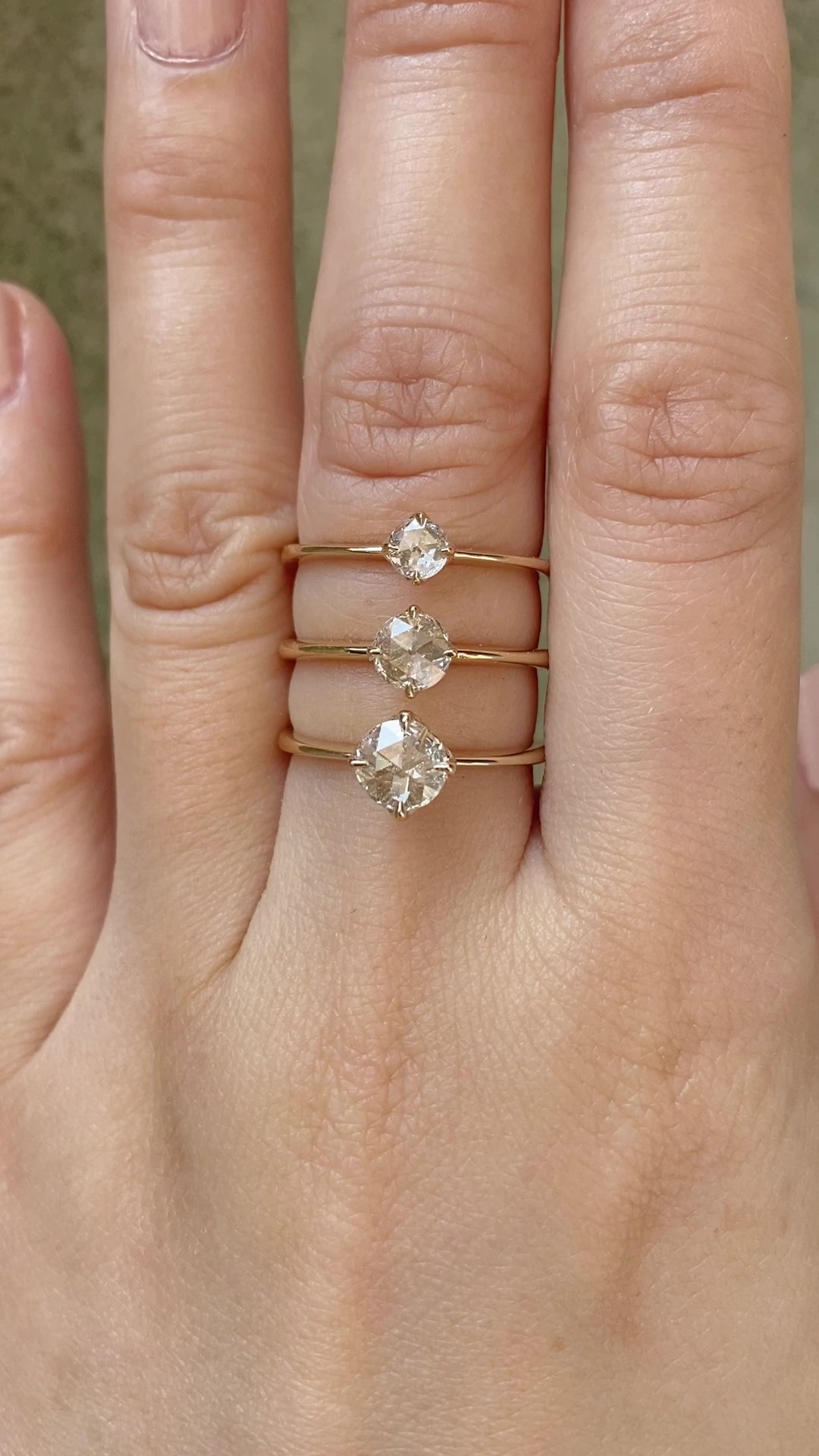 Alice Ring, 0.49ct Round Rose Cut Diamond, 14k Yellow Gold (One of a kind)