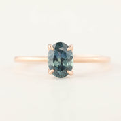 Sara Ring - 1.00ct Teal Blue Montana Sapphire, 14k Rose Gold (One of a kind)