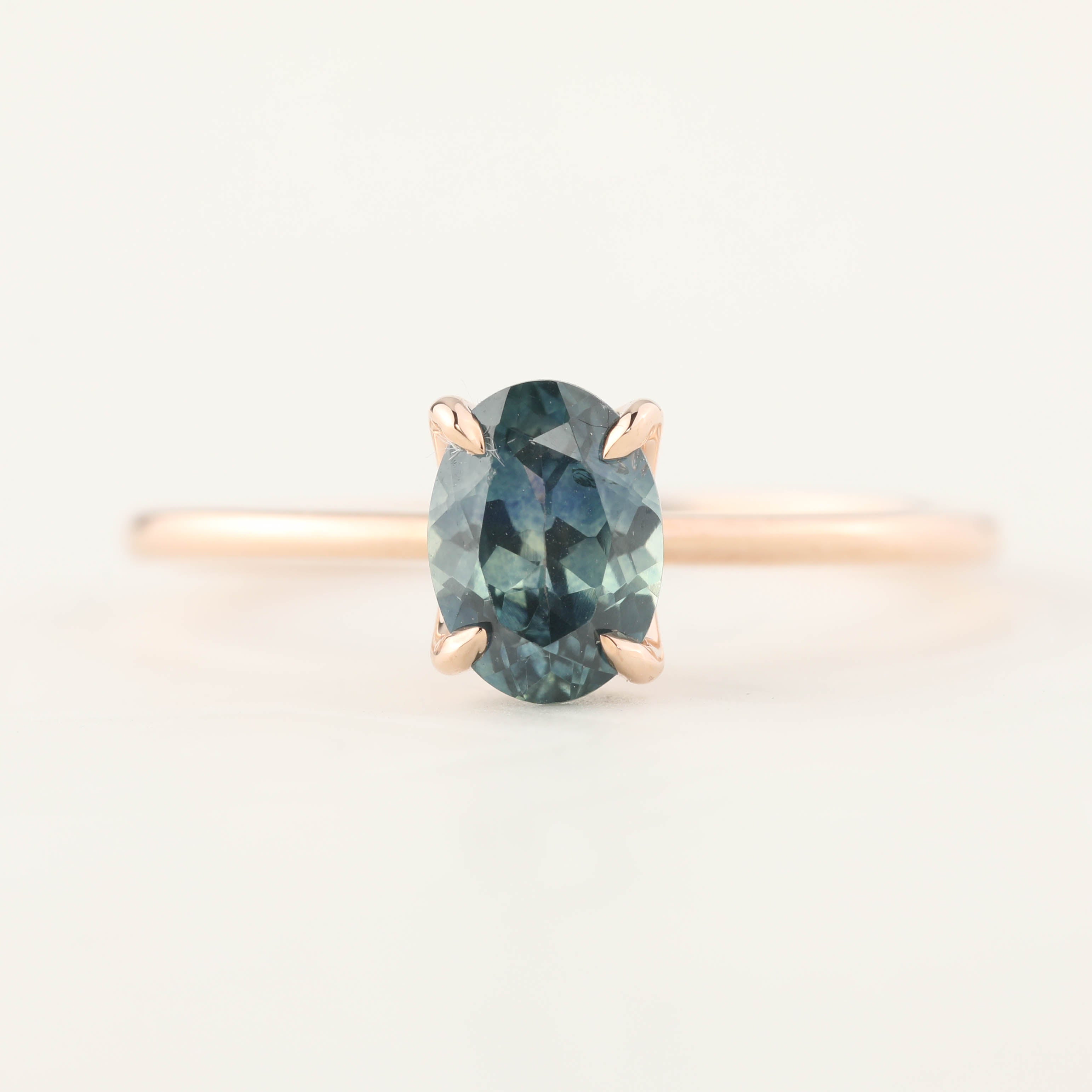 Sara Ring - 1.00ct Teal Blue Montana Sapphire, 14k Rose Gold (One of a kind)