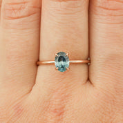 Sara Ring - 1.00ct Teal Blue Montana Sapphire, 14k Rose Gold (One of a kind)